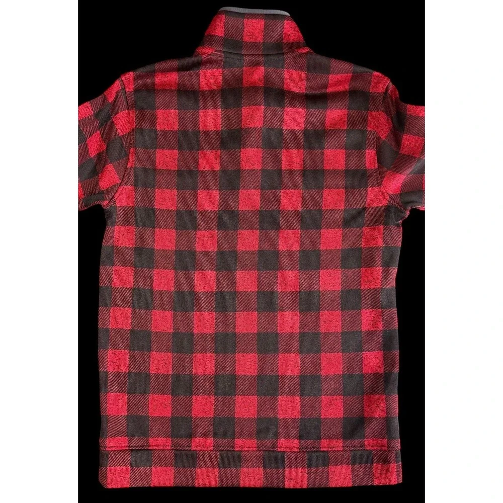 Eddie Bauer Men's Fleece Pullover Red Black Buffalo Check Outdoor Casual Medium